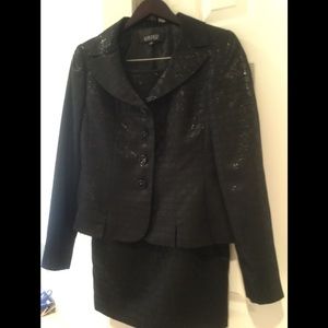 Kasper Two Piece Black Skirt Suit Size 8